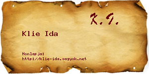 Klie Ida névjegykártya